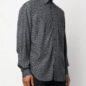 TOM FORD Leopard Crepe Fluid Shirt in Leopard grey